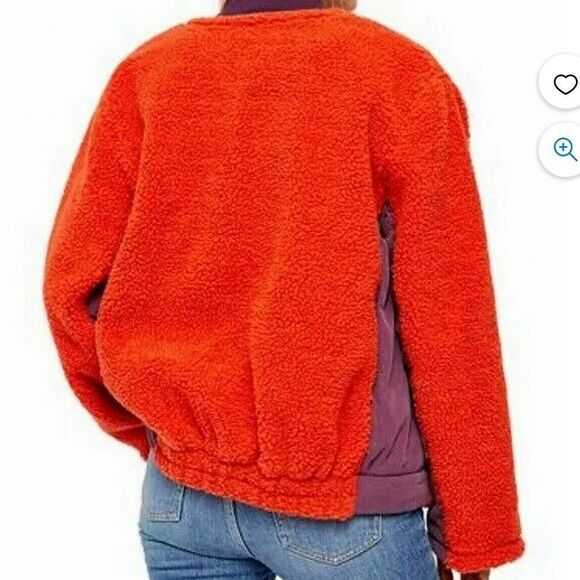Free People 'Rivington' sherpa jacket Orange and purple - Picture 2 of 13